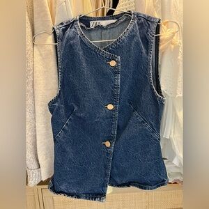 ZARA Denim Button-Up Vest